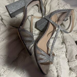 Nina Glittering Silver Block Heels